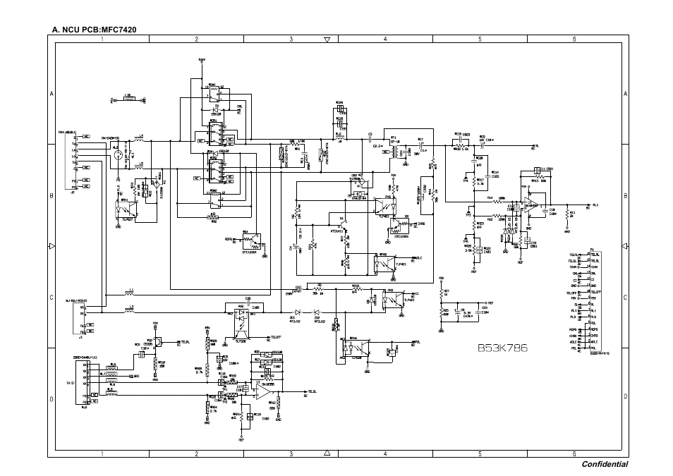 A. ncu pcb: mfc7420 (europe models), Ncu pcb: mfc7420 (europe models) | Brother Facsimile Equipment MFC7420 User Manual | Page 323 / 327