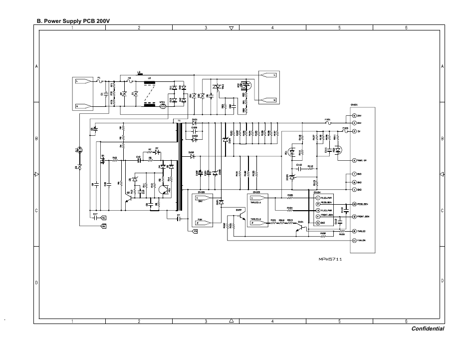 B. power supply pcb 200v (europe models), Power supply pcb 200v (europe models) | Brother Facsimile Equipment MFC7420 User Manual | Page 326 / 327