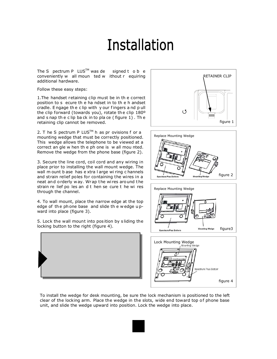 13 wall mounting the spectrum plus, Telephone, Desk mounting | Telematrix SP200 User Manual | Page 13 / 33