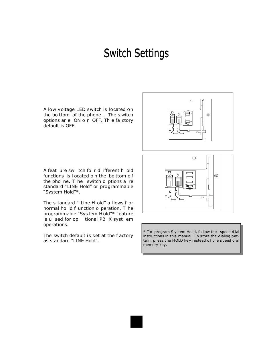 System hold feature option switch, Low voltage led switch | Telematrix SP200 User Manual | Page 15 / 33