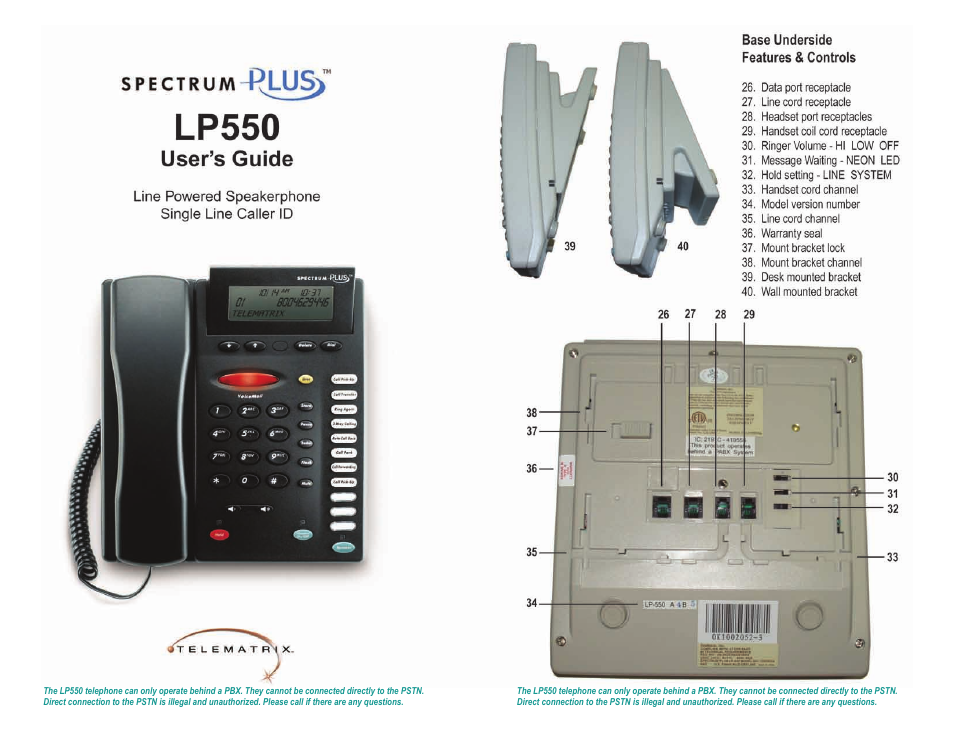 Telematrix LP550 User Manual | 12 pages