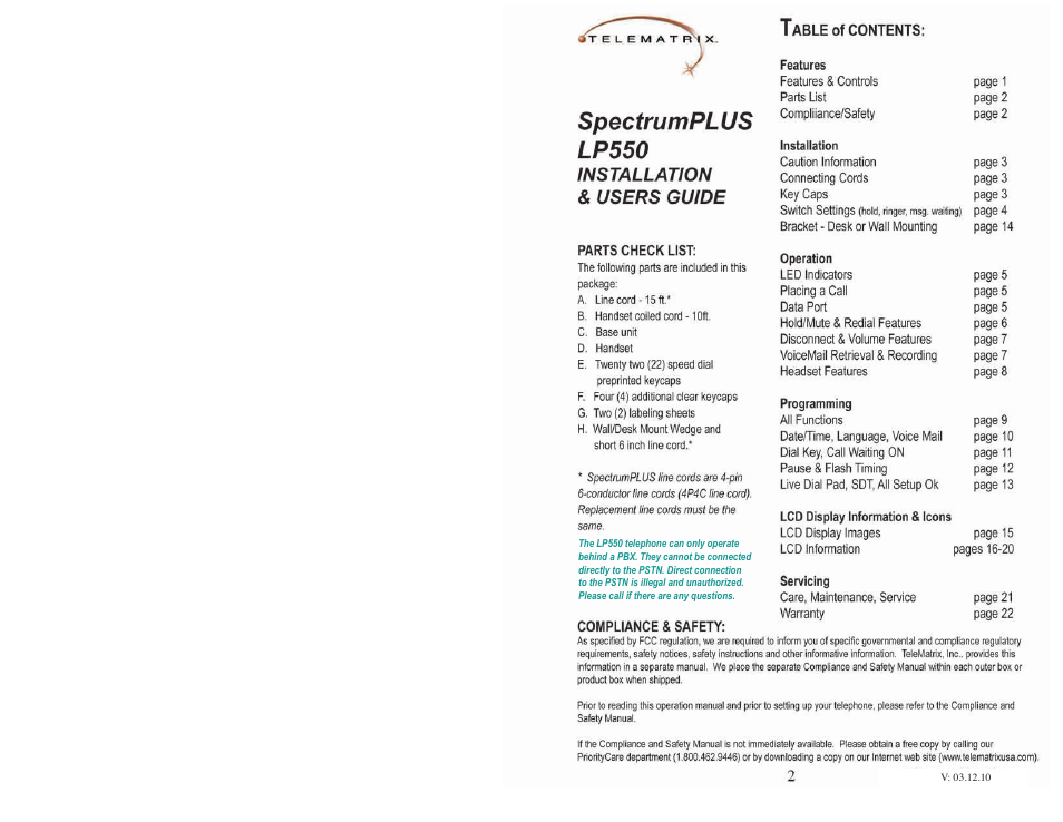 Telematrix LP550 User Manual | Page 3 / 12