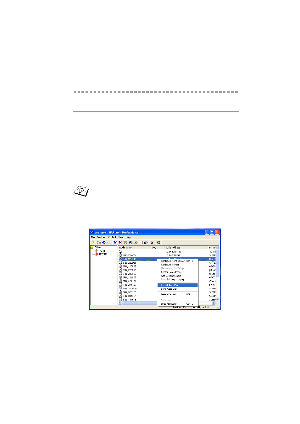 Appendix b, Updating other machines through the network | Brother NC-100h User Manual | Page 98 / 106