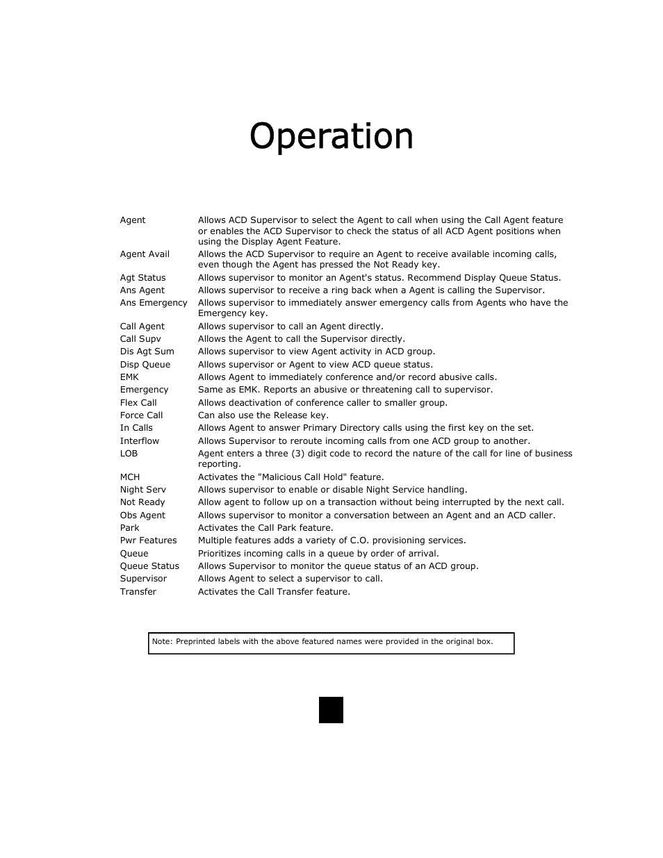39 acd call center feature keys | Telematrix DC550 User Manual | Page 39 / 43