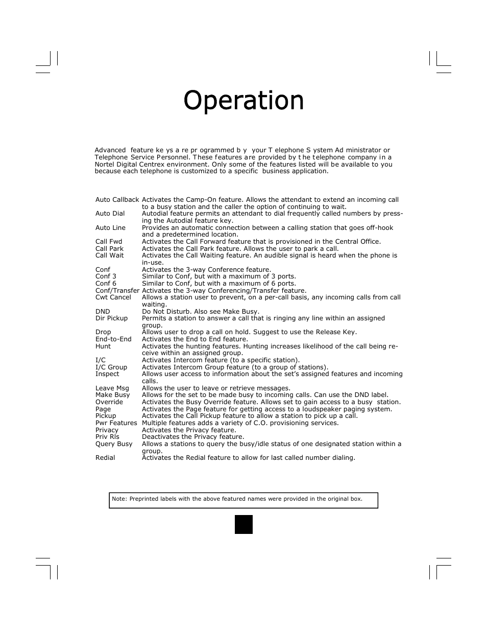 37 business feature keys | Telematrix DC640 User Manual | Page 37 / 42
