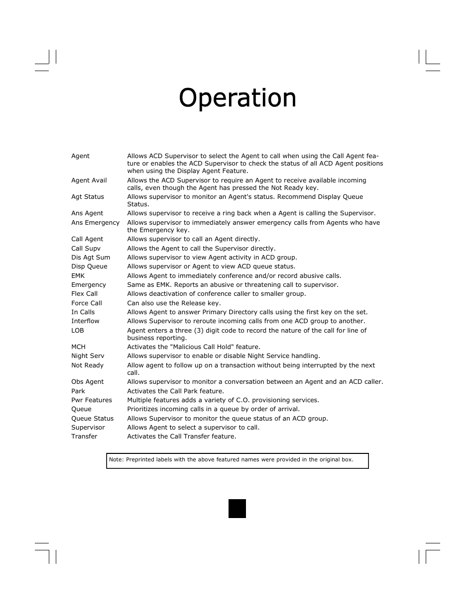 38 acd call center feature keys | Telematrix DC640 User Manual | Page 38 / 42