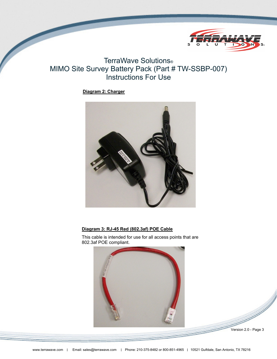 Terrawave solutions | TerraWave 802.11n MIMO Site Survey Battery Pack User Manual | Page 3 / 8