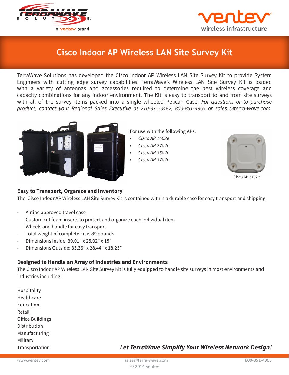 TerraWave Cisco Indoor AP Site Survey Kit User Manual | 2 pages