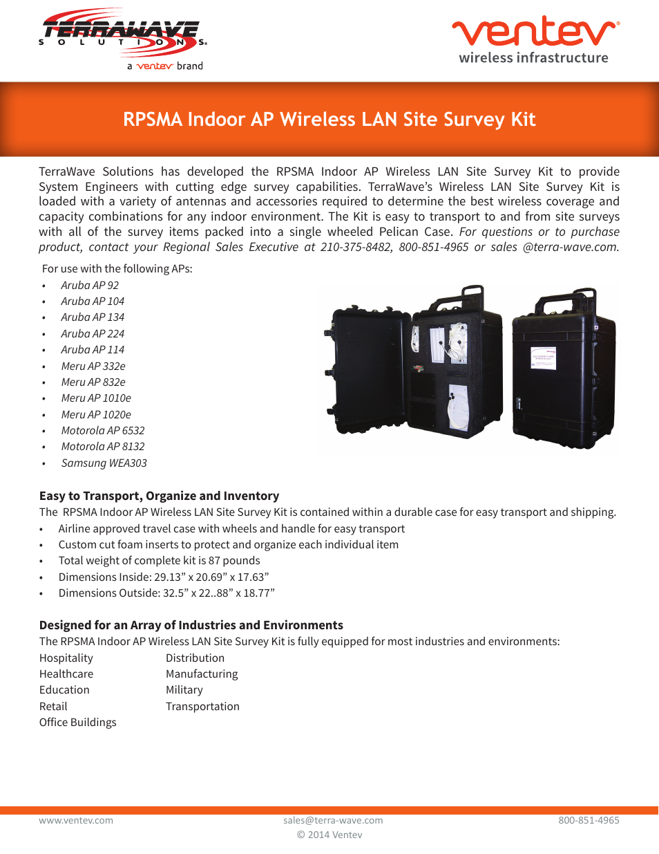 TerraWave RPSMA Indoor AP Site Survey Kit User Manual | 2 pages