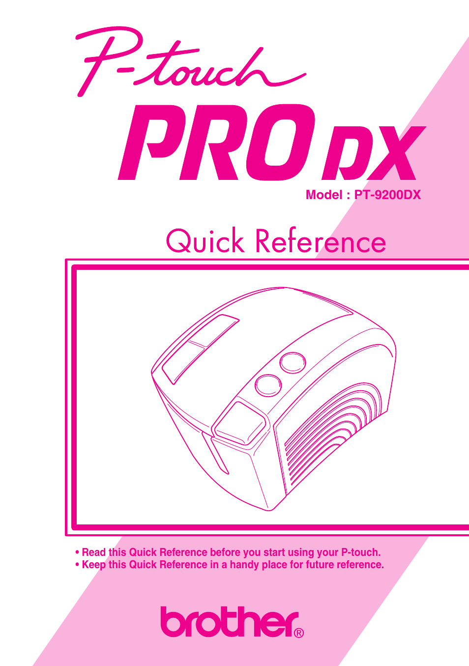 Brother P-TOUCH PRO DX PT-9200DX User Manual | 80 pages
