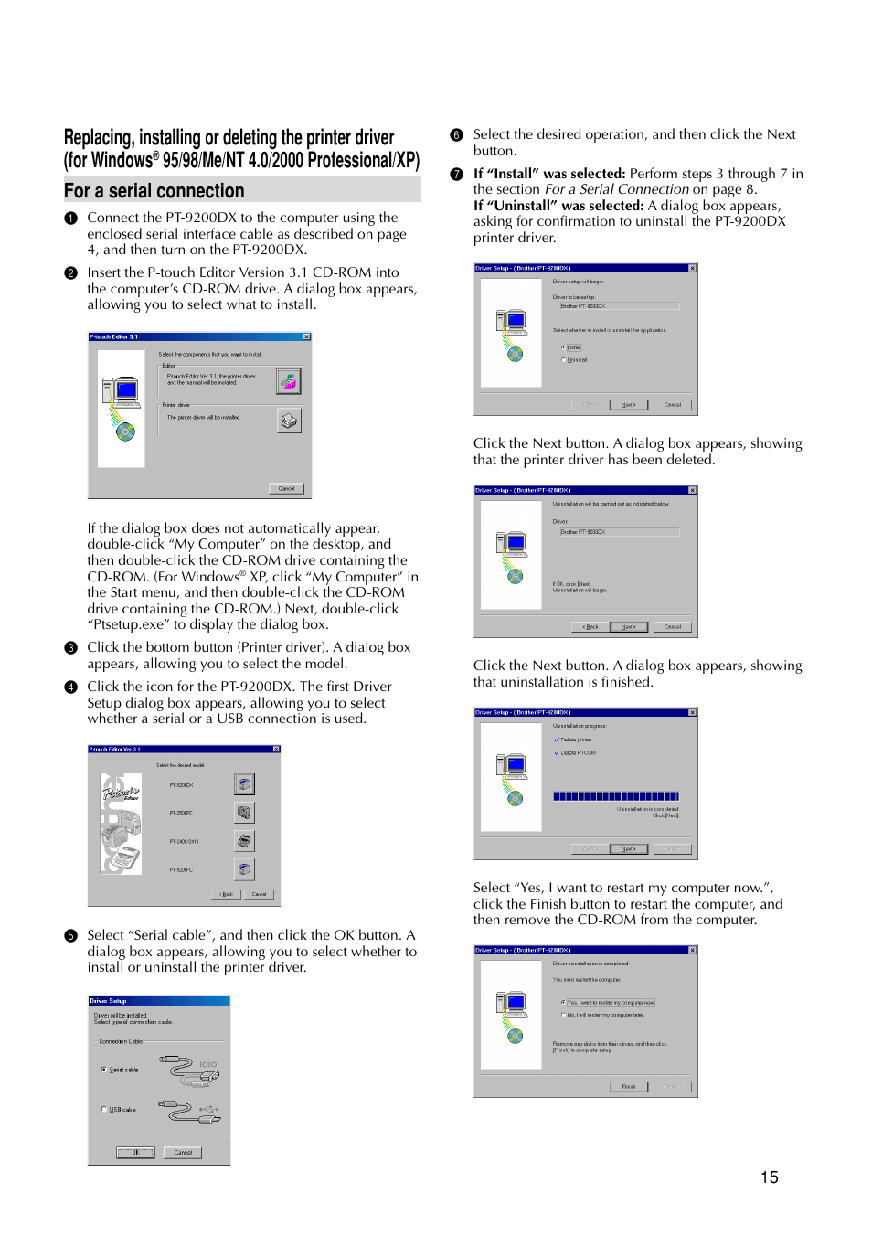 For a serial connection | Brother P-TOUCH PRO DX PT-9200DX User Manual | Page 19 / 80