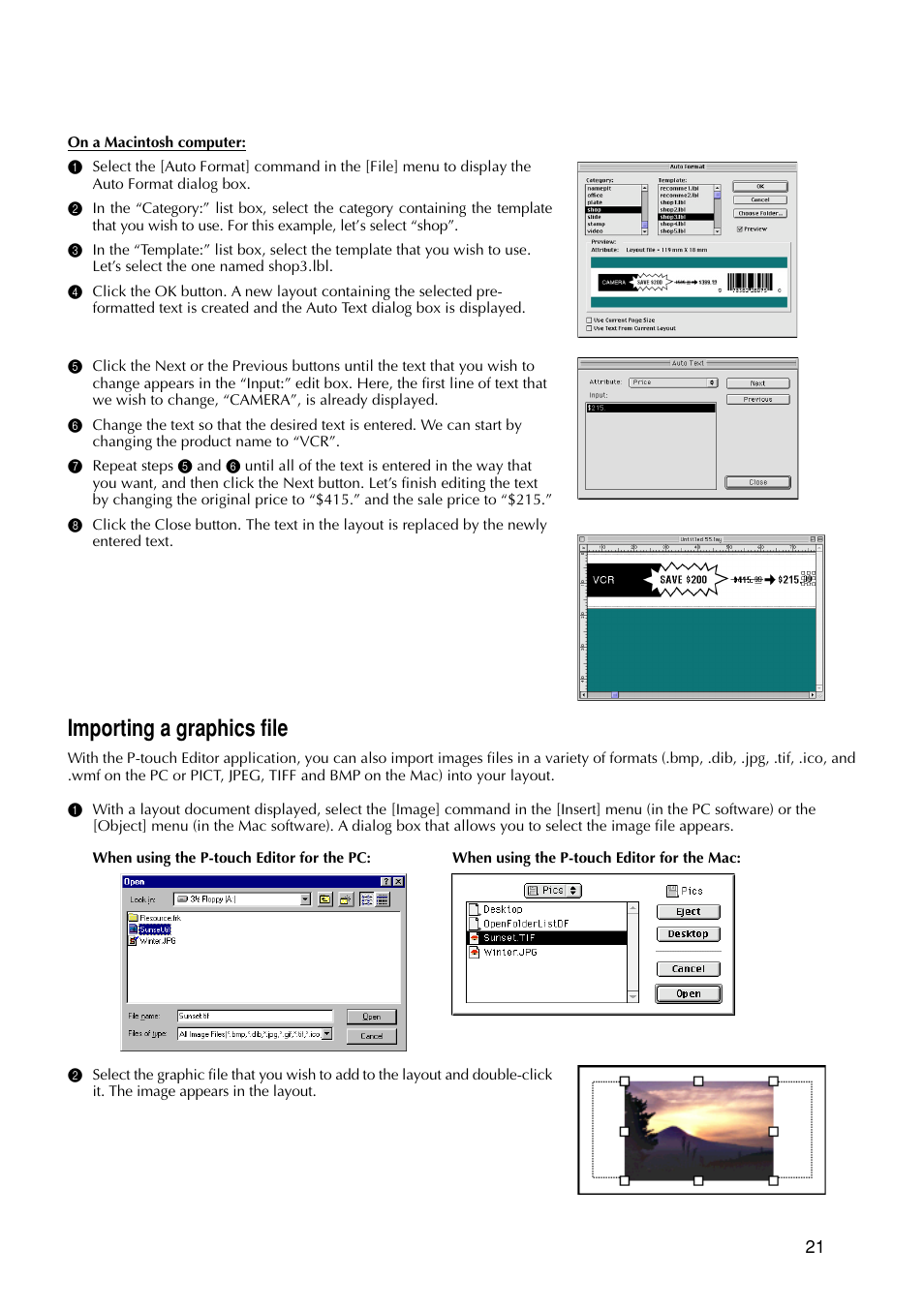 Importing a graphics file | Brother P-TOUCH PRO DX PT-9200DX User Manual | Page 25 / 80