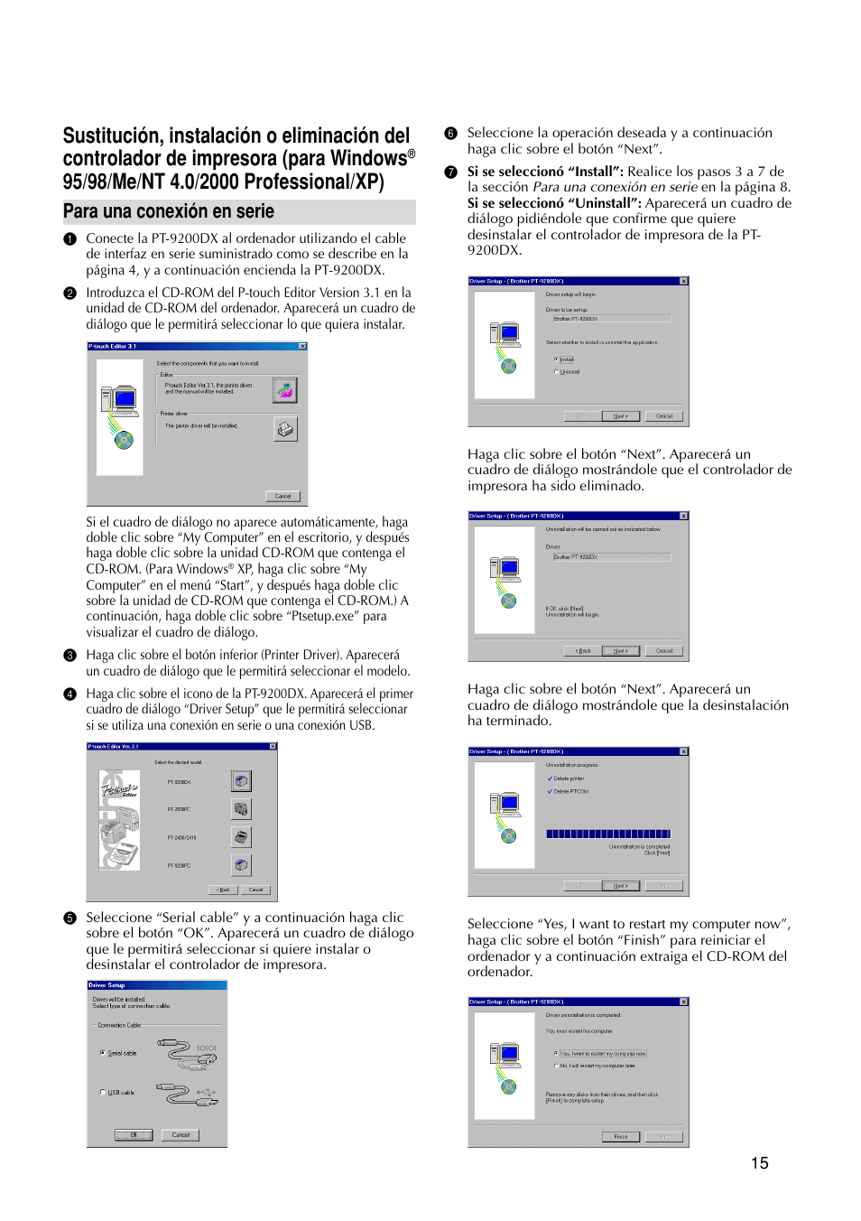 Para una conexión en serie | Brother P-TOUCH PRO DX PT-9200DX User Manual | Page 59 / 80