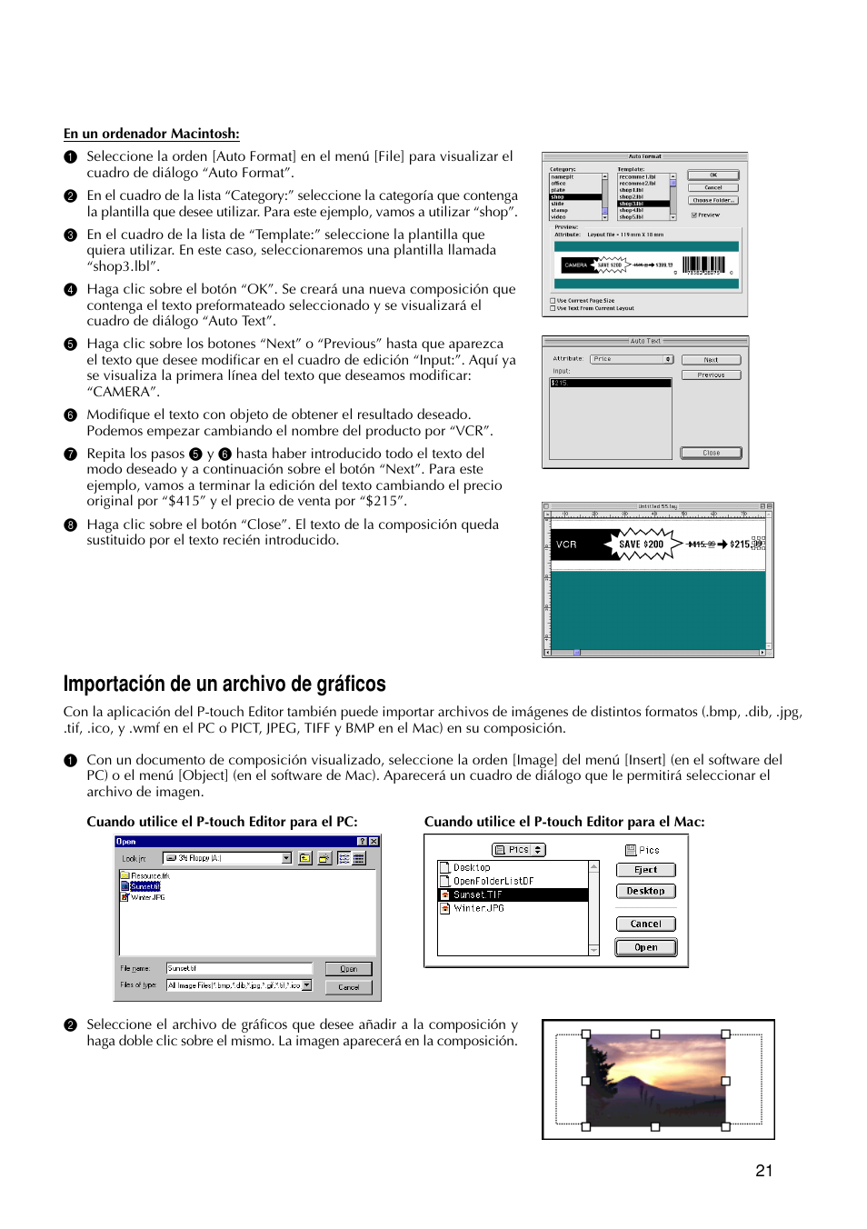 Importación de un archivo de gráficos | Brother P-TOUCH PRO DX PT-9200DX User Manual | Page 65 / 80