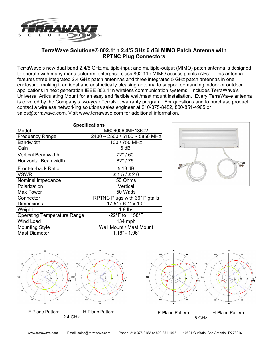 TerraWave M6060060MP13602 User Manual | 2 pages