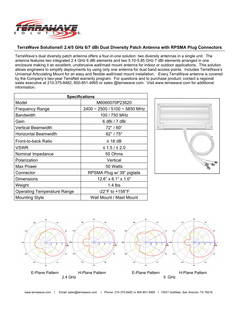 TerraWave M6060070P23620 User Manual | 2 pages
