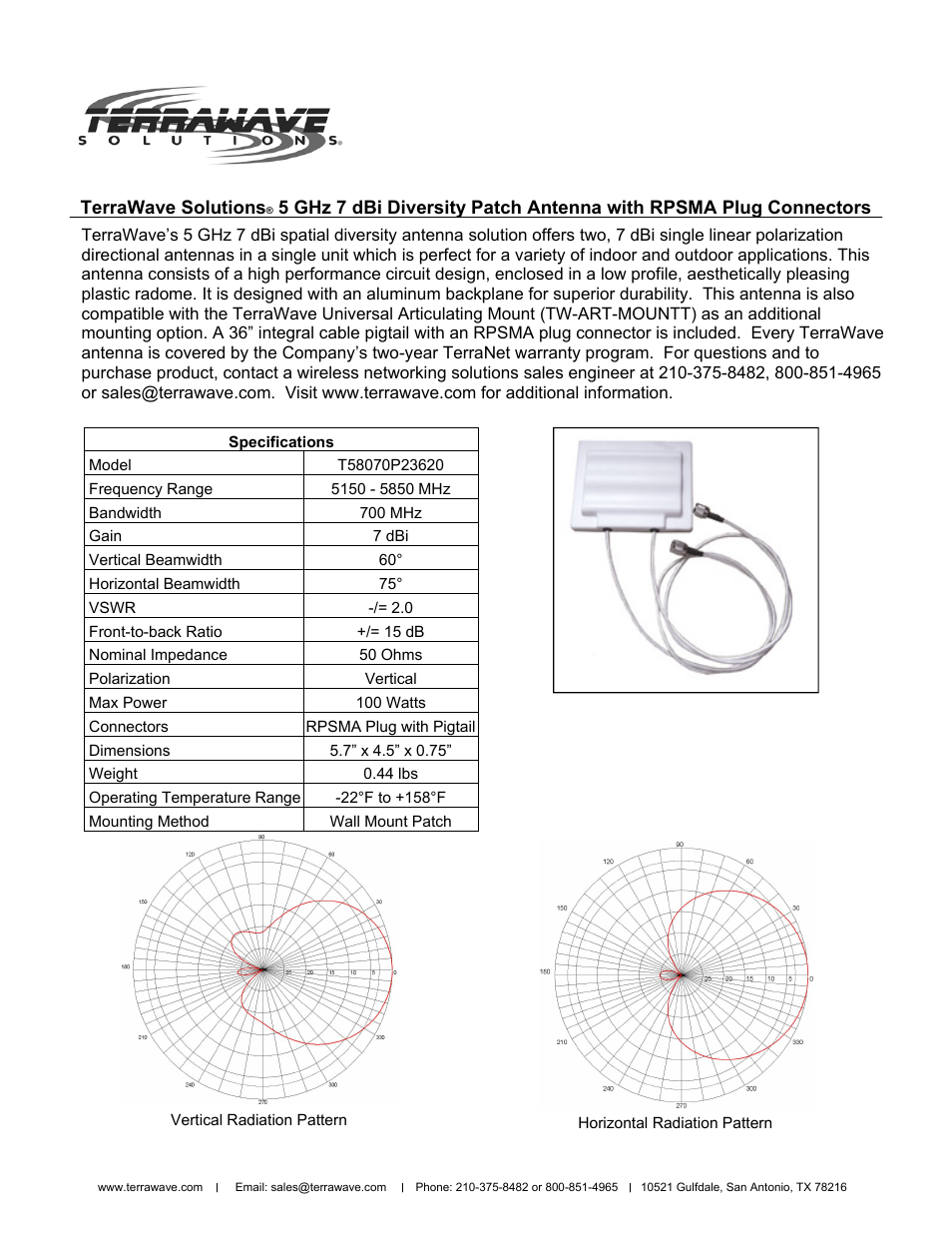 TerraWave T58070P23620 User Manual | 2 pages