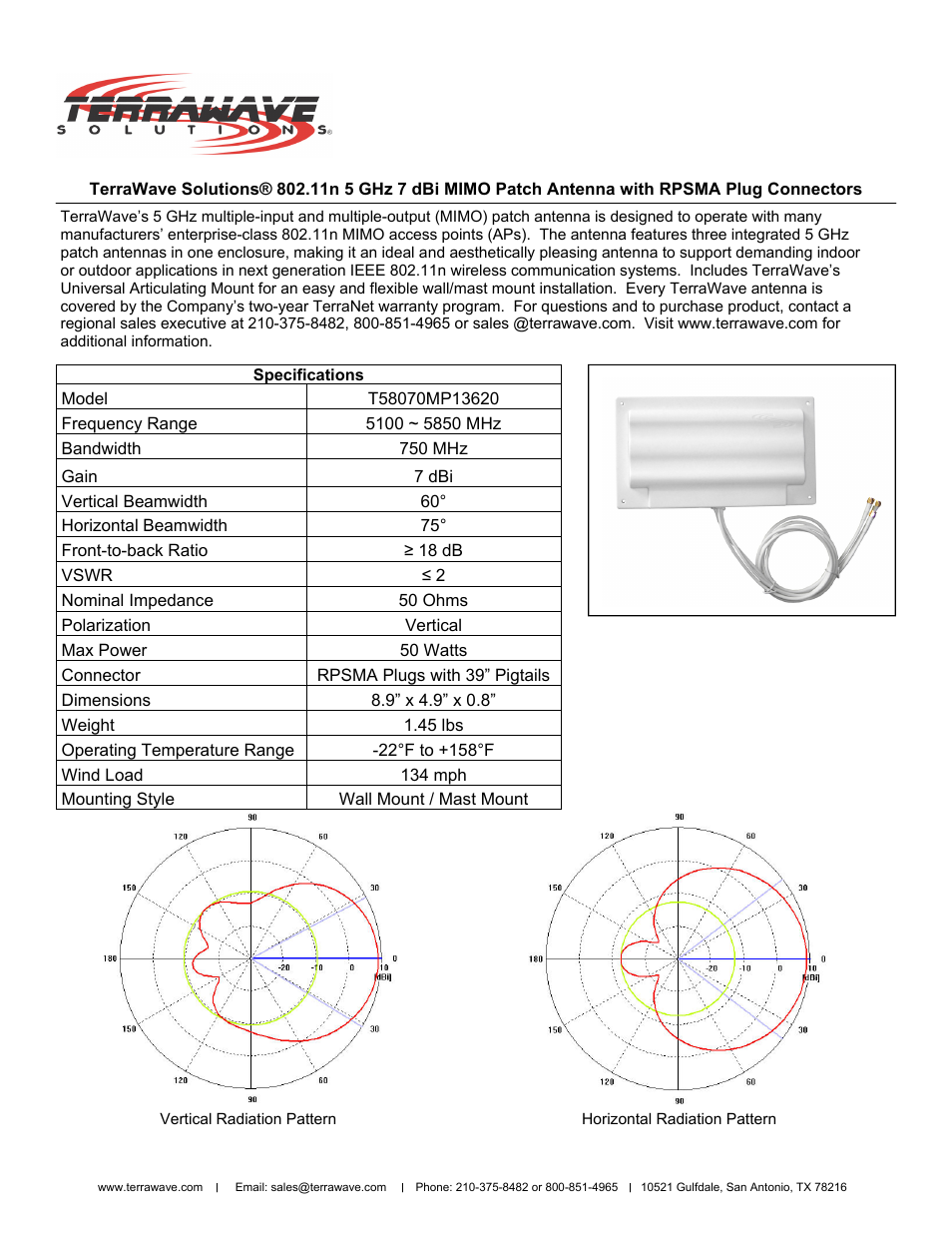 TerraWave T58070MP13620 User Manual | 2 pages