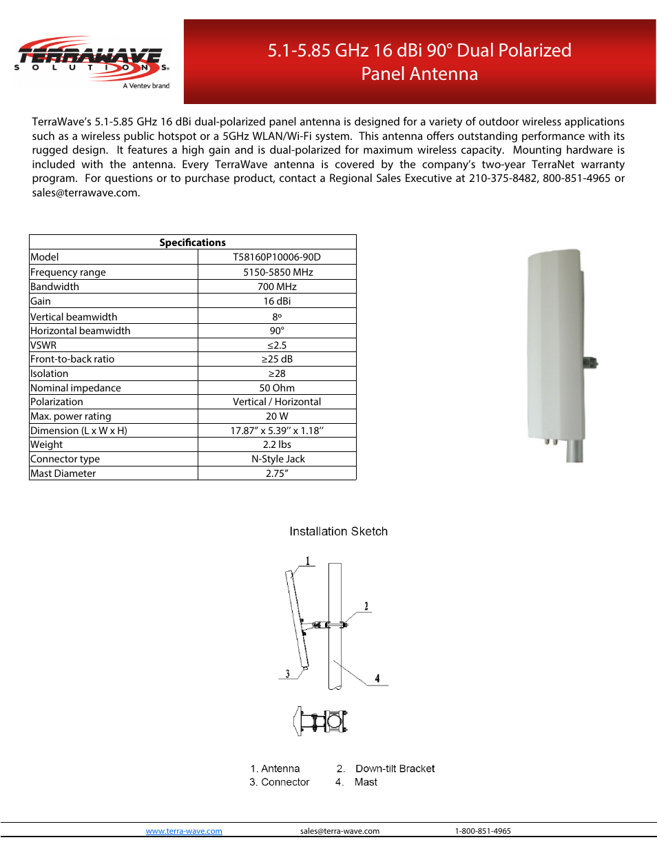 TerraWave T58160P10006-90D User Manual | 1 page