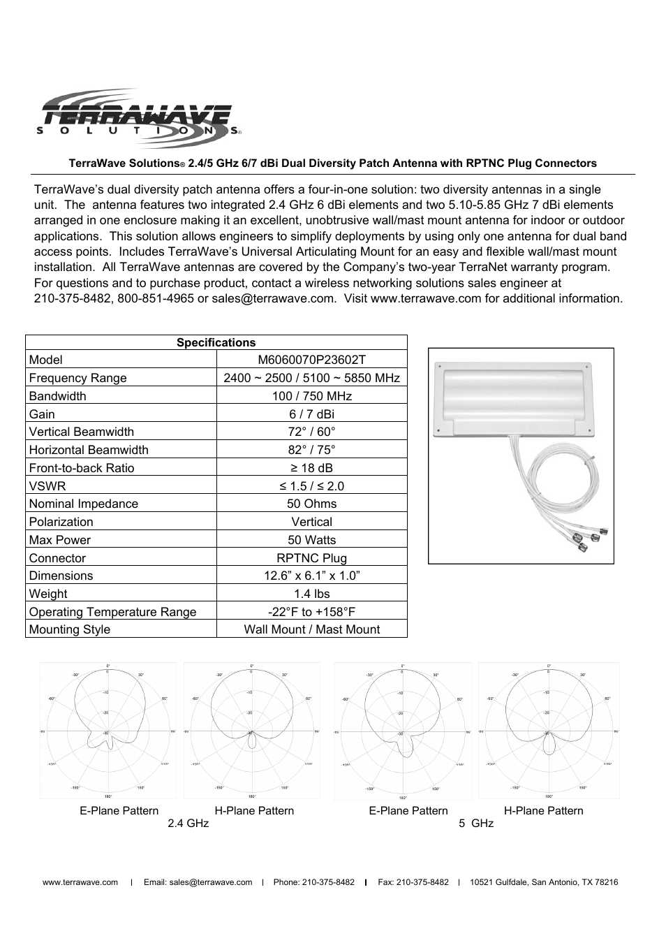 TerraWave M6060070P23602T User Manual | 2 pages
