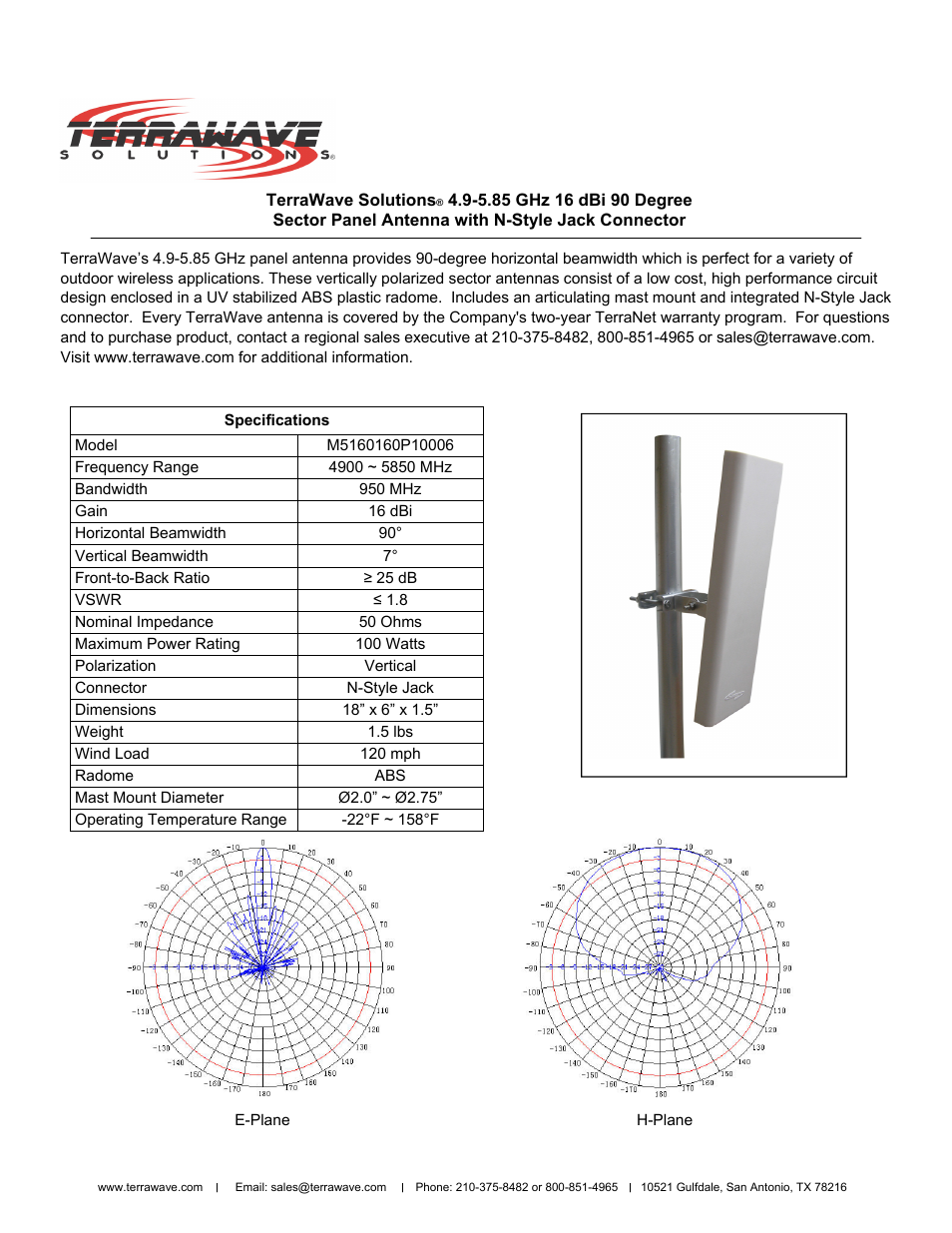TerraWave M5160160P10006 User Manual | 2 pages