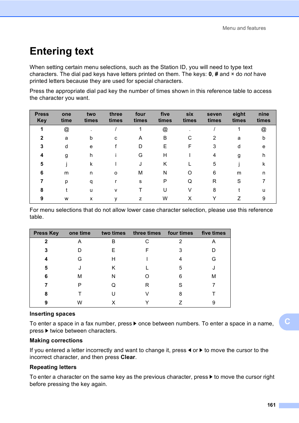 Entering text | Brother MFC 9560CDW User Manual | Page 177 / 199