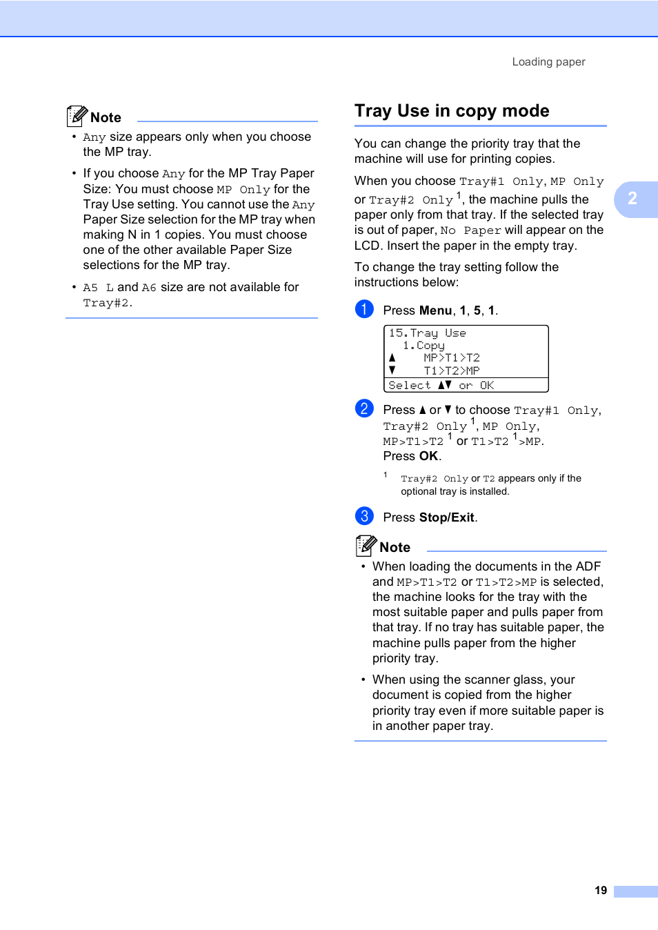 Tray use in copy mode | Brother MFC 9560CDW User Manual | Page 35 / 199