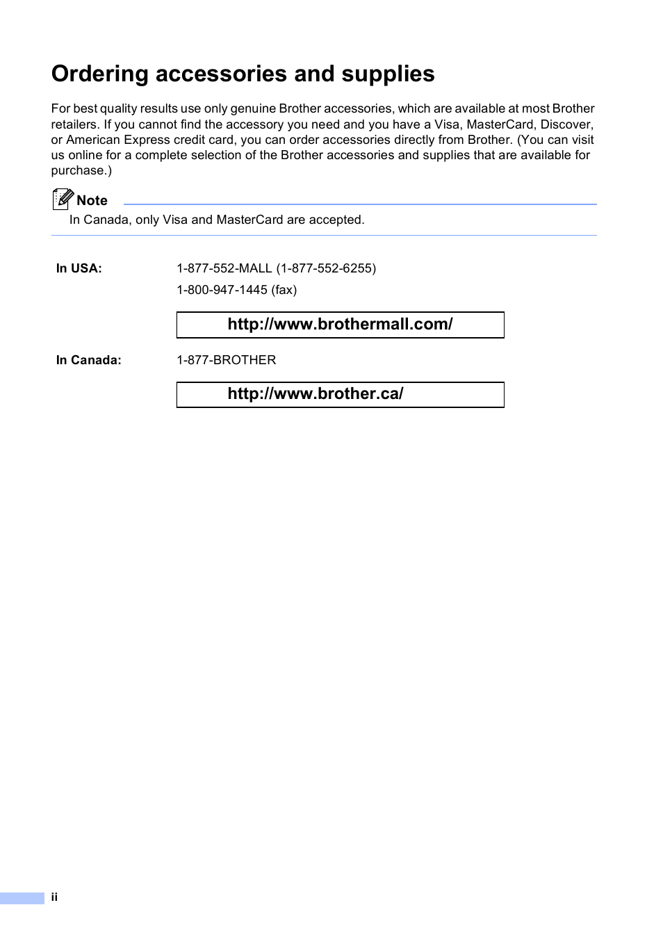 Ordering accessories and supplies | Brother MFC 9560CDW User Manual | Page 4 / 199