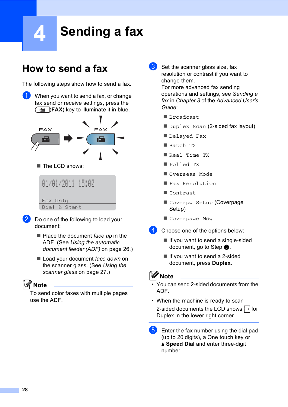 4 sending a fax, How to send a fax, Sending a fax | Brother MFC 9560CDW User Manual | Page 44 / 199