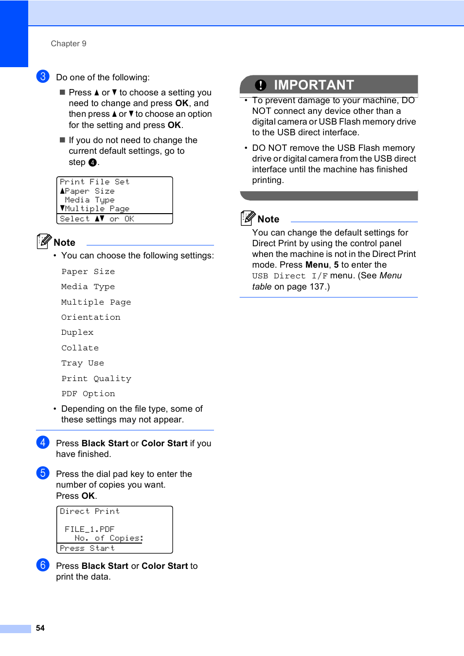 Important | Brother MFC 9560CDW User Manual | Page 70 / 199