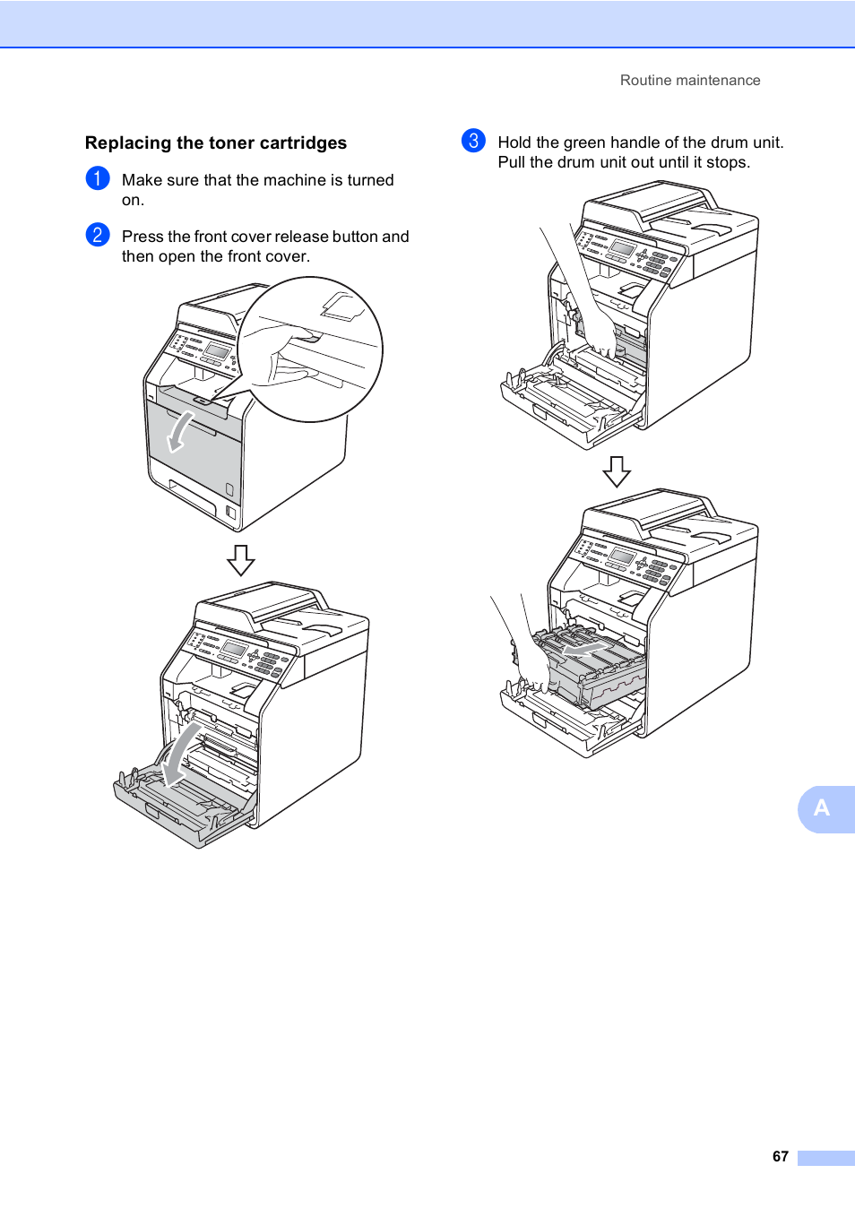 Replacing the toner cartridges | Brother MFC 9560CDW User Manual | Page 83 / 199