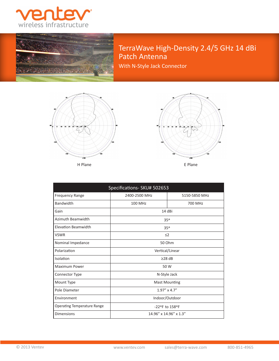 Wireless infrastructure, With n-style jack connector | TerraWave M6140140MP1D0006 User Manual | Page 2 / 2