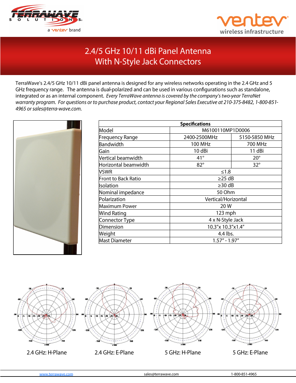 TerraWave M6100110MP1D0006 User Manual | 2 pages