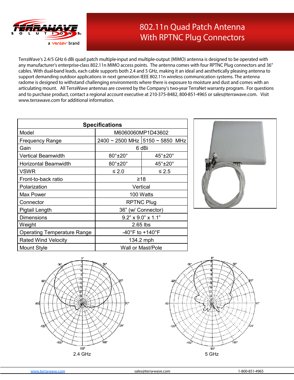 TerraWave M6060060MP1D43602 User Manual | 3 pages