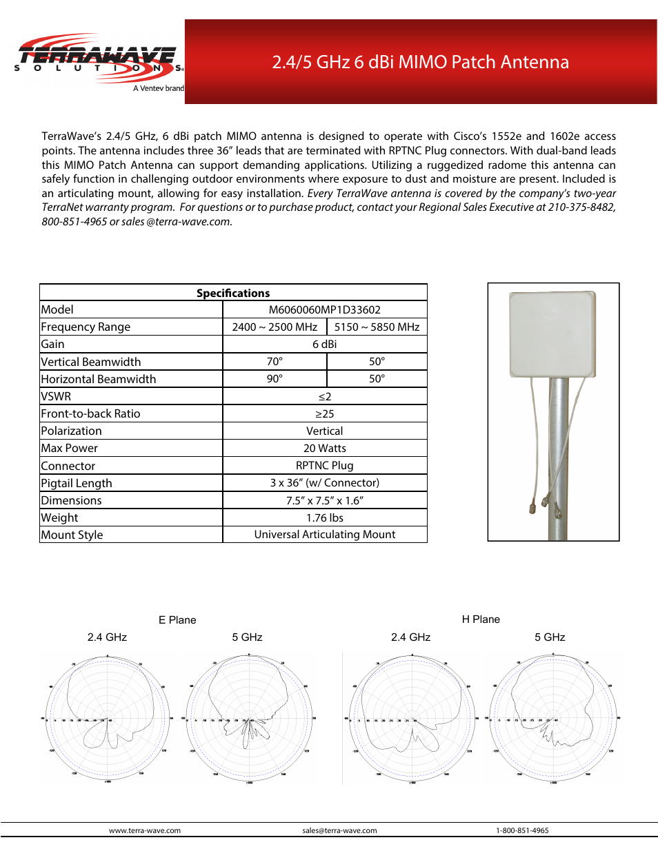 TerraWave M6060060MP1D33602 User Manual | 2 pages