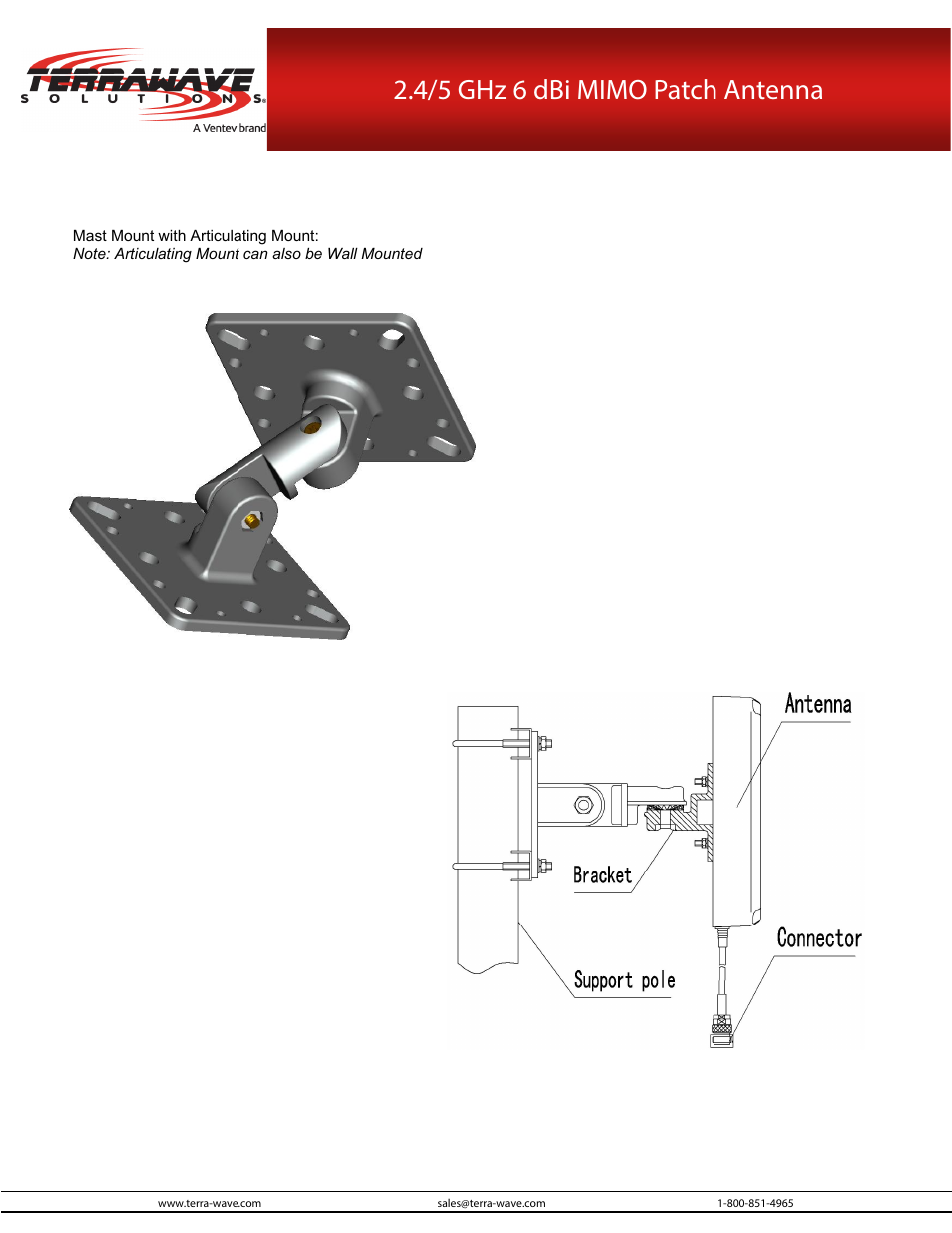 4/5 ghz 6 dbi mimo patch antenna | TerraWave M6060060MP1D33602 User Manual | Page 2 / 2