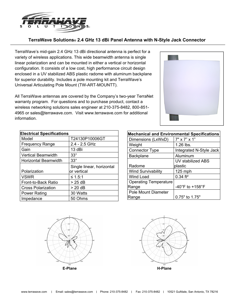 TerraWave T24130P10006GT User Manual | 2 pages