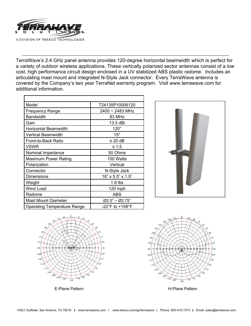 TerraWave T24135P10006120 User Manual | 2 pages