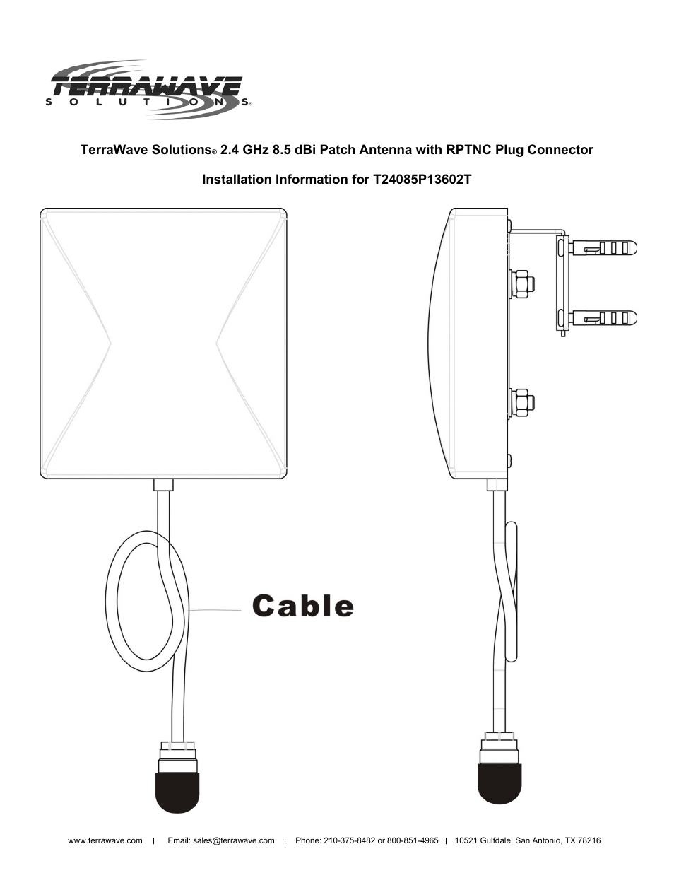 Terrawave solutions | TerraWave T24085P13602T User Manual | Page 2 / 2