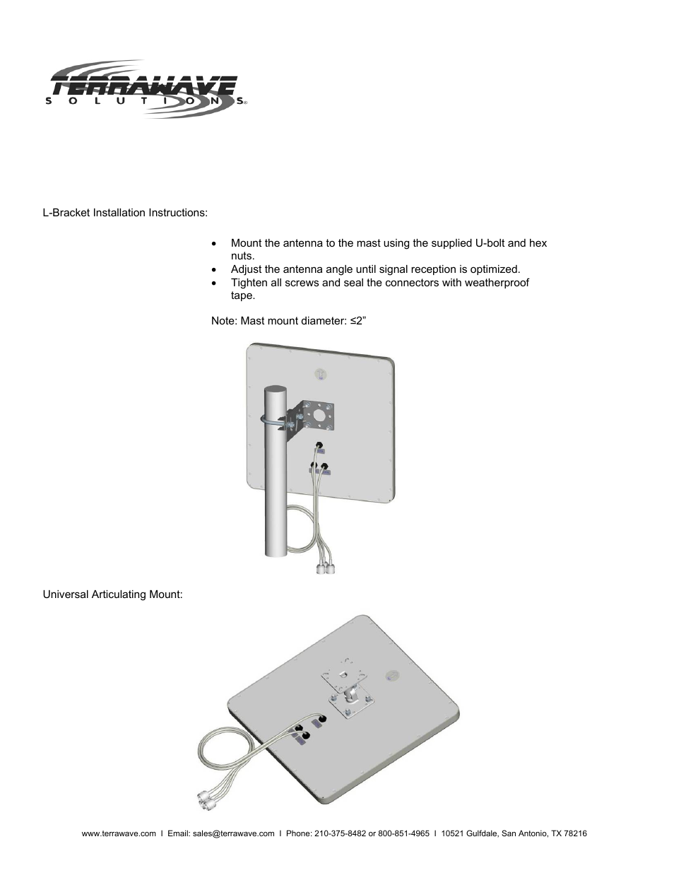 Terrawave solutions | TerraWave M6110135MP1D3607 User Manual | Page 2 / 2