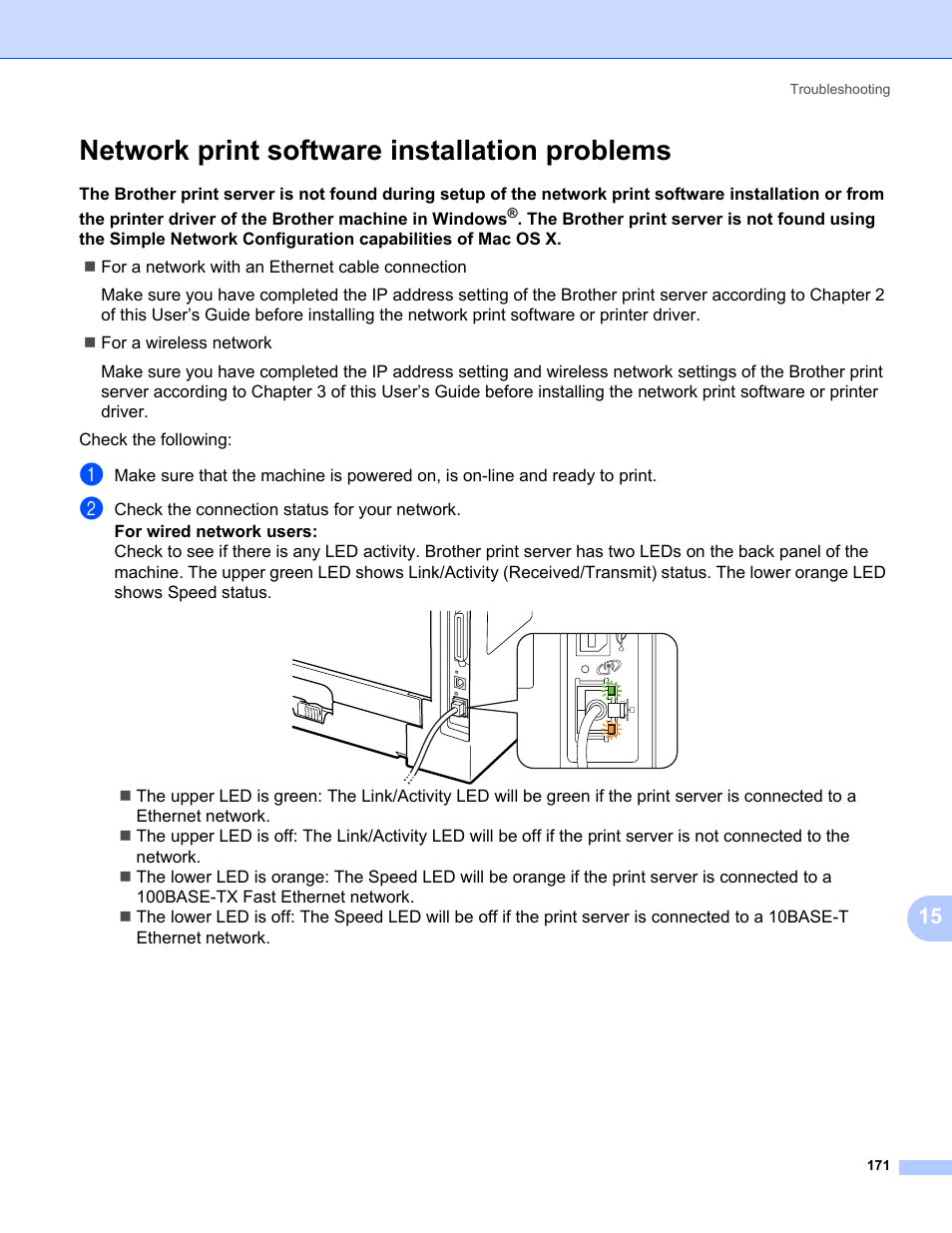 Network print software installation problems | Brother HL 5370DW User Manual | Page 181 / 203