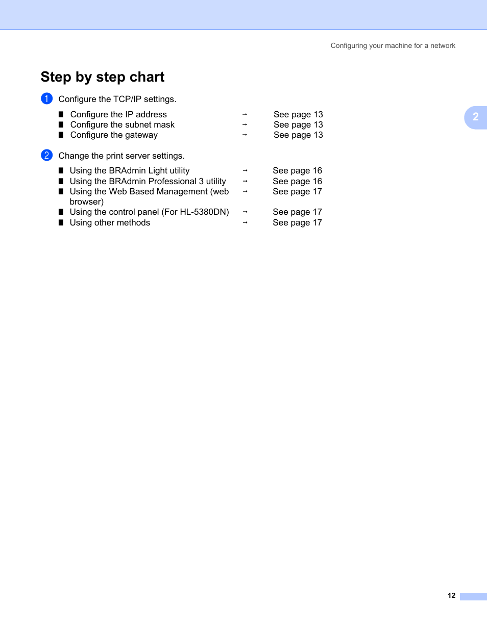 Step by step chart | Brother HL 5370DW User Manual | Page 22 / 203