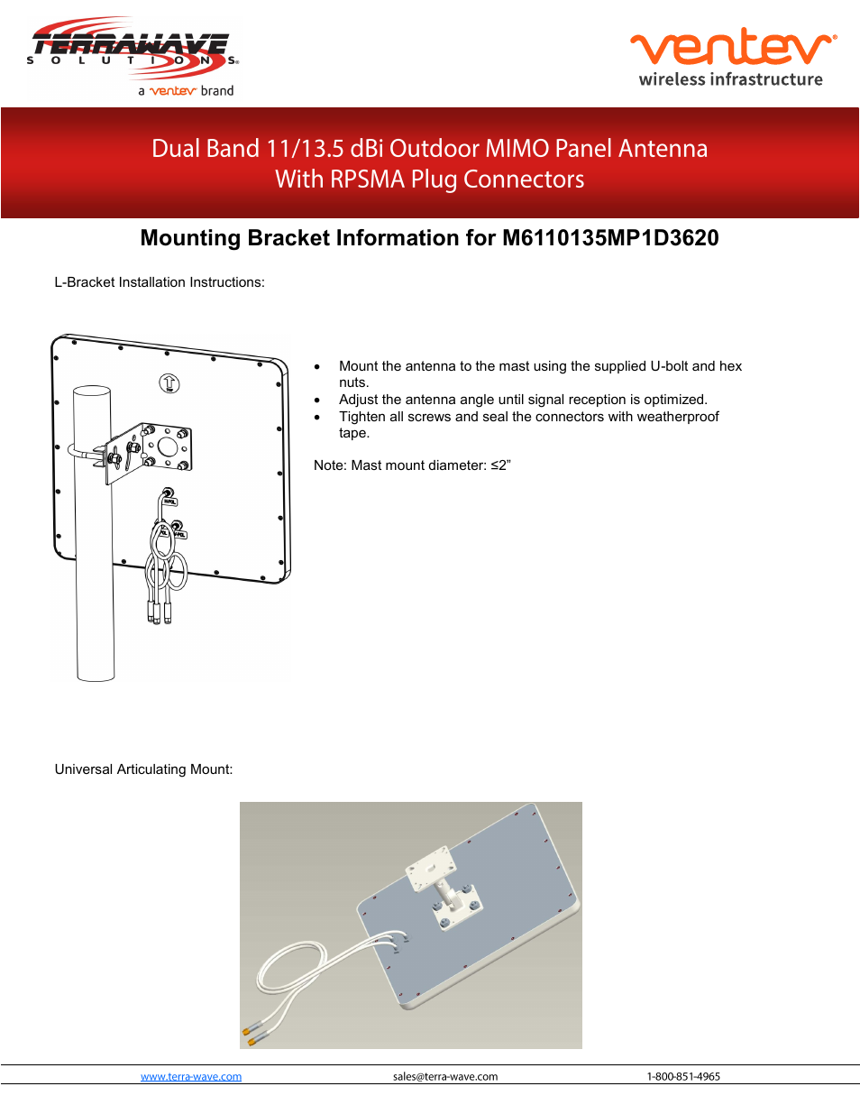 TerraWave M6110135MP1D3620 User Manual | Page 2 / 2