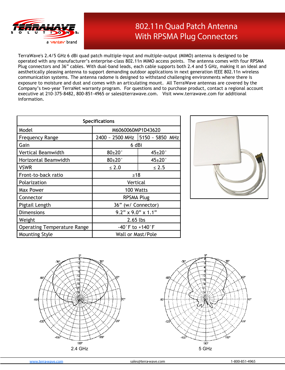 TerraWave M6060060MP1D43620 User Manual | 3 pages