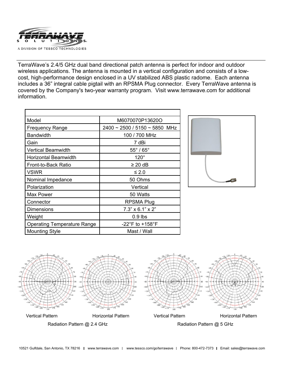 TerraWave M6070070P13620O User Manual | 2 pages