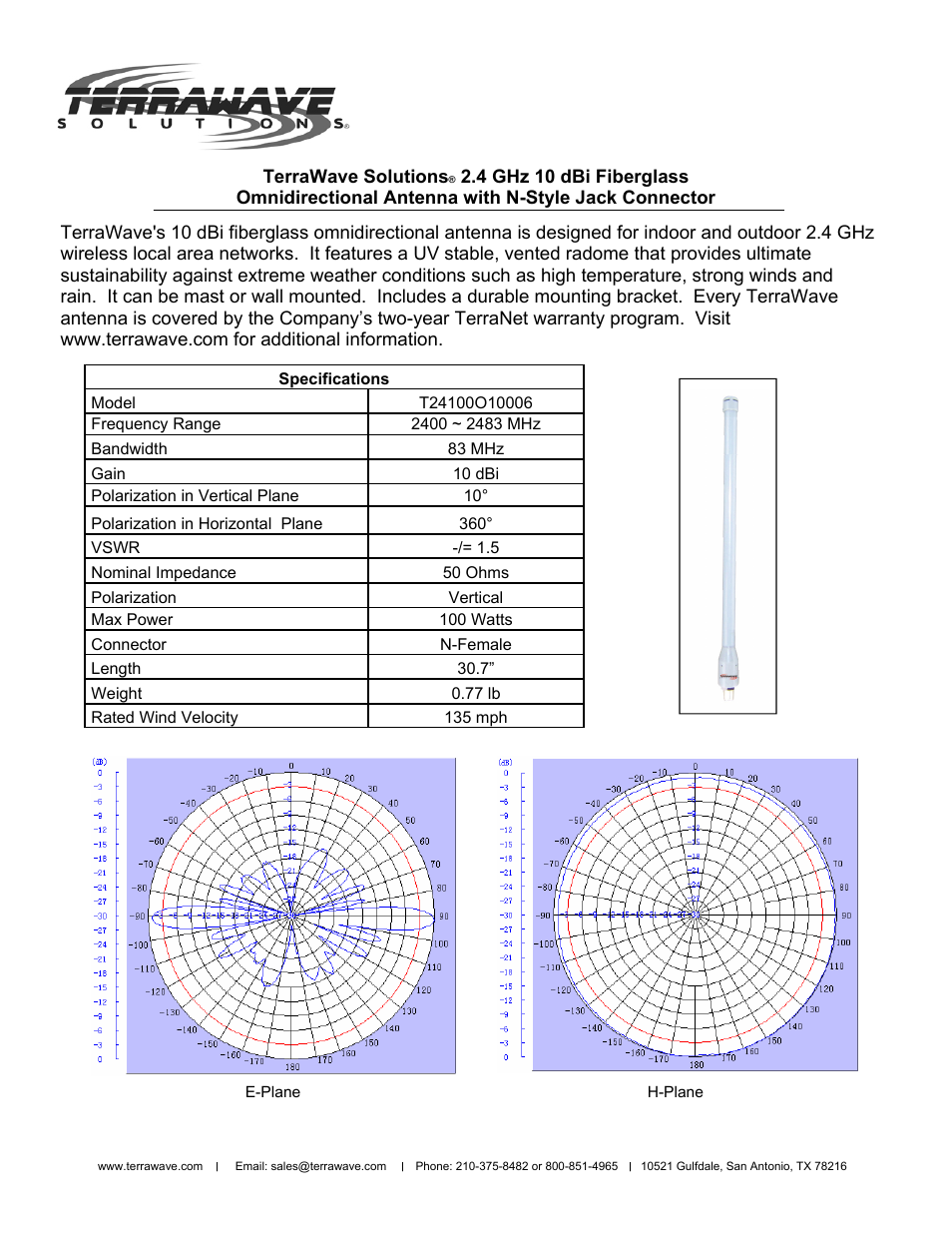 TerraWave T24100O10006 User Manual | 2 pages