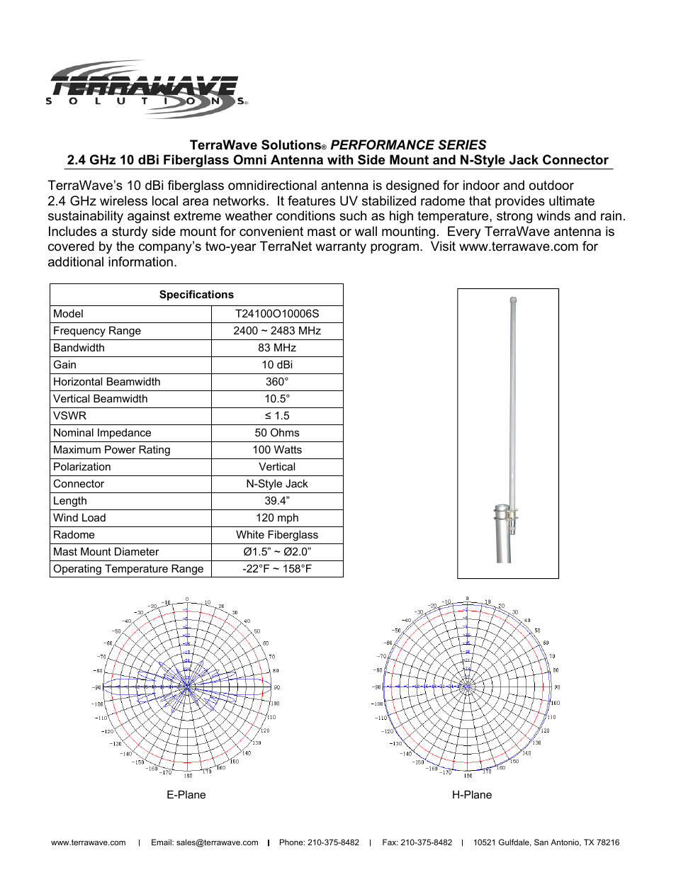 TerraWave T24100O10006S User Manual | 2 pages