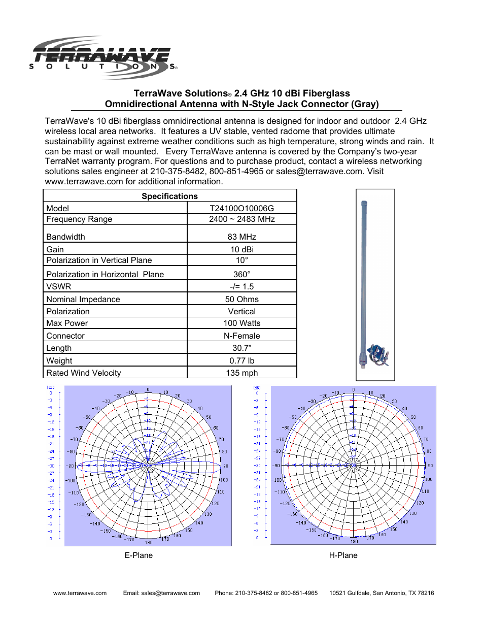 TerraWave T24100O10006G User Manual | 2 pages