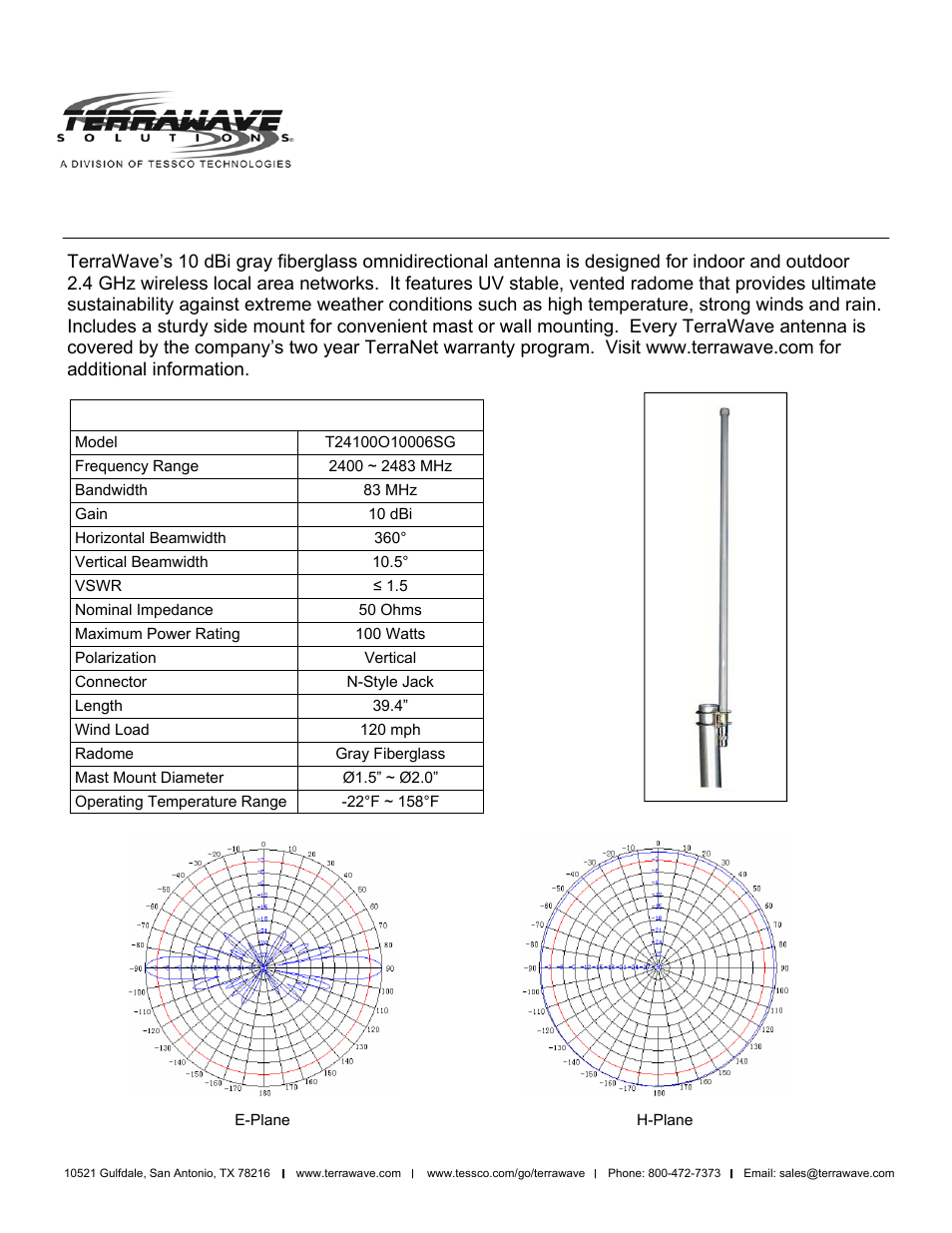 TerraWave T24100O10006SG User Manual | 2 pages