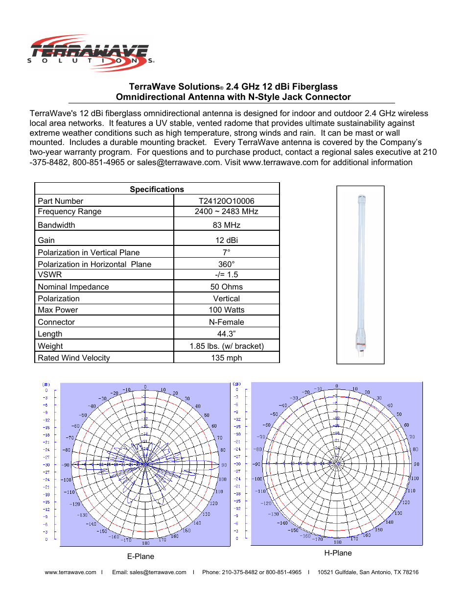TerraWave T24120O10006 User Manual | 2 pages